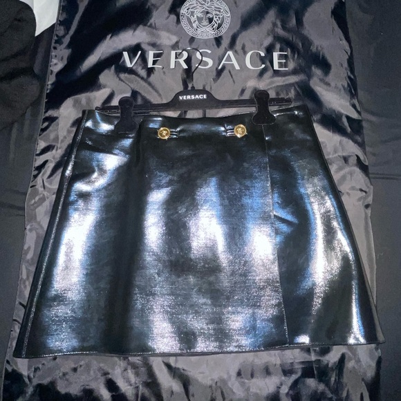 VERSACE COATED WOOL WRAP SKIRT - Picture 3 of 3